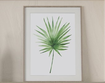 Palm leaves, Palm leaf print, Watercolor paintings, Watercolor print, Modern art, Watercolor leaf, Tropical leaf print, Bedroom decor