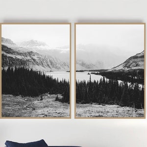 Forest Print, Set of 2, Forest Wall Art, Scandinavian Print,Woodland Print,Forest Photography, Mountain Print,Wall Decor,Black and White