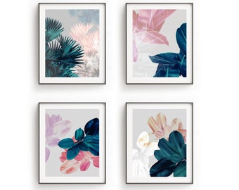 Set of 4 prints, Botanical set print, Botanical prints, Botanical print set, Botanical wall art, Decor print, Abstract art set, Printable