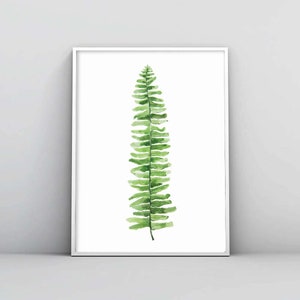 Plant poster , Leaf print, Watercolor, Botanical Poster, Art prints, Fern leaf, Download poster, Wall Art, Tropical print, Printable