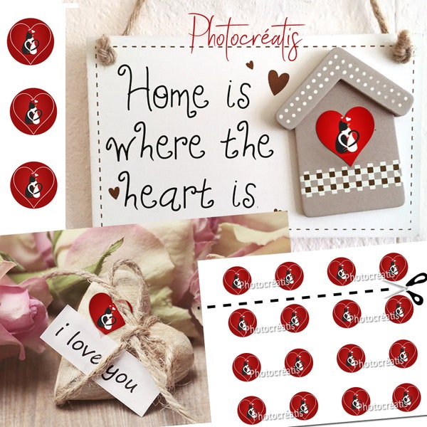 HAPPY VALENTINES day Valentine decorating ideas, printable heart labels decorations-Scrapbooking- Instant download-Fichier numérique