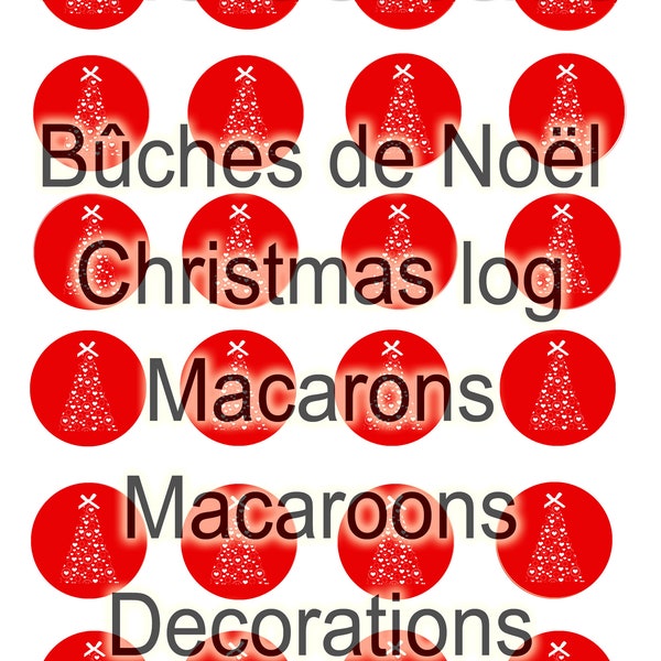 BUCHE de noel - CHRISTMAS LOG - Macarons-  24 disques Azyme 3,5 cm-wafer 24 edible disks 1.40"