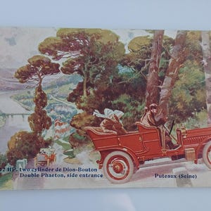 Vintage / Antique French De Dion-Bouton 12 PS Car Postkarte Puteaux Seine French Auto Antique frühen 1900er Jahren