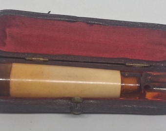 Antique Meerschaum Cheroot Cigar Holder & Case