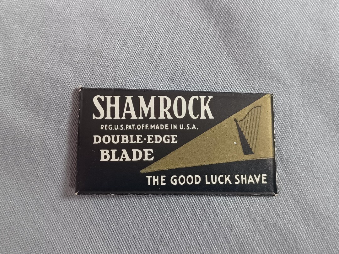 Vintage Shaving Collectable Razor Blade & Wrapper Shamrock Good Luck ...
