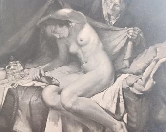 Cartão postal alemão vintage com arte de mulher nua Karl Truppe Vanitas