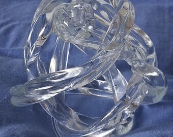 Escultura de nó em vidro transparente, moderna e decorativa para casa.