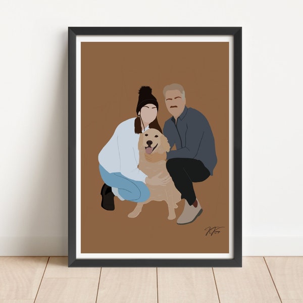 Minimal Custom Digital Illustrations, Faceless Portrait, Family Portrait, Couple digital illustration, Boyfriend Gift, Girlfriend Gift