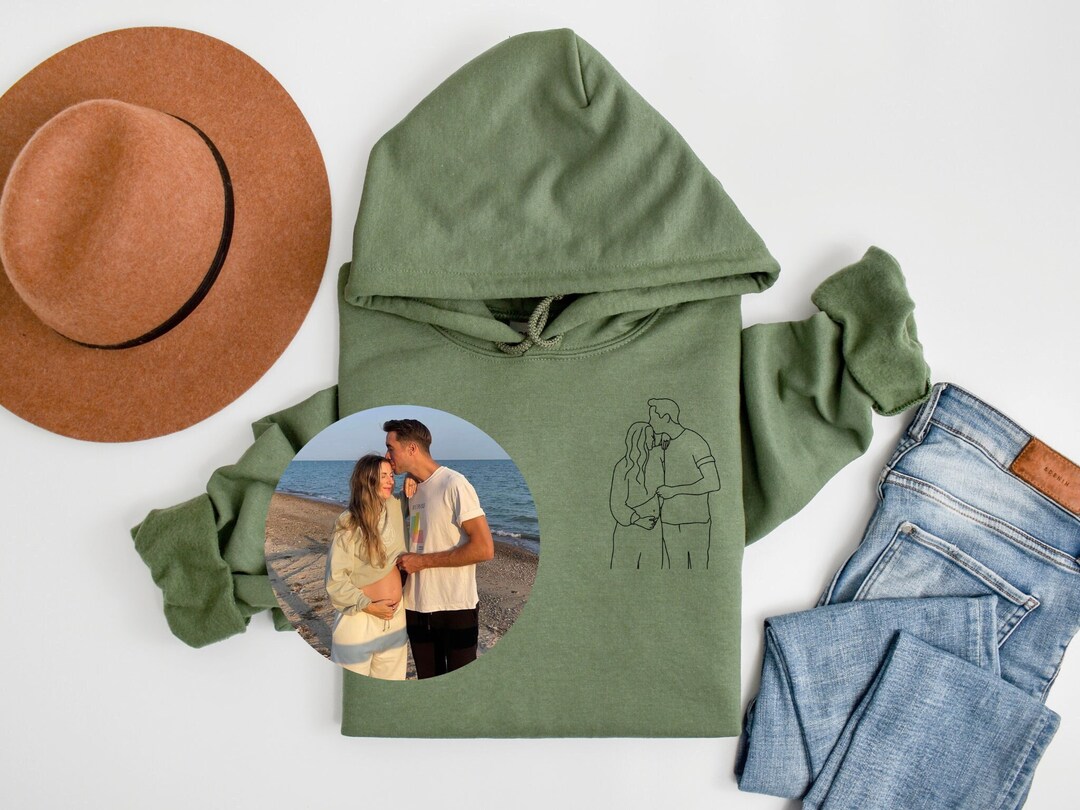 Custom Line Drawing Hoodie, Custom Line Art Hoodie, Couples Sweater
