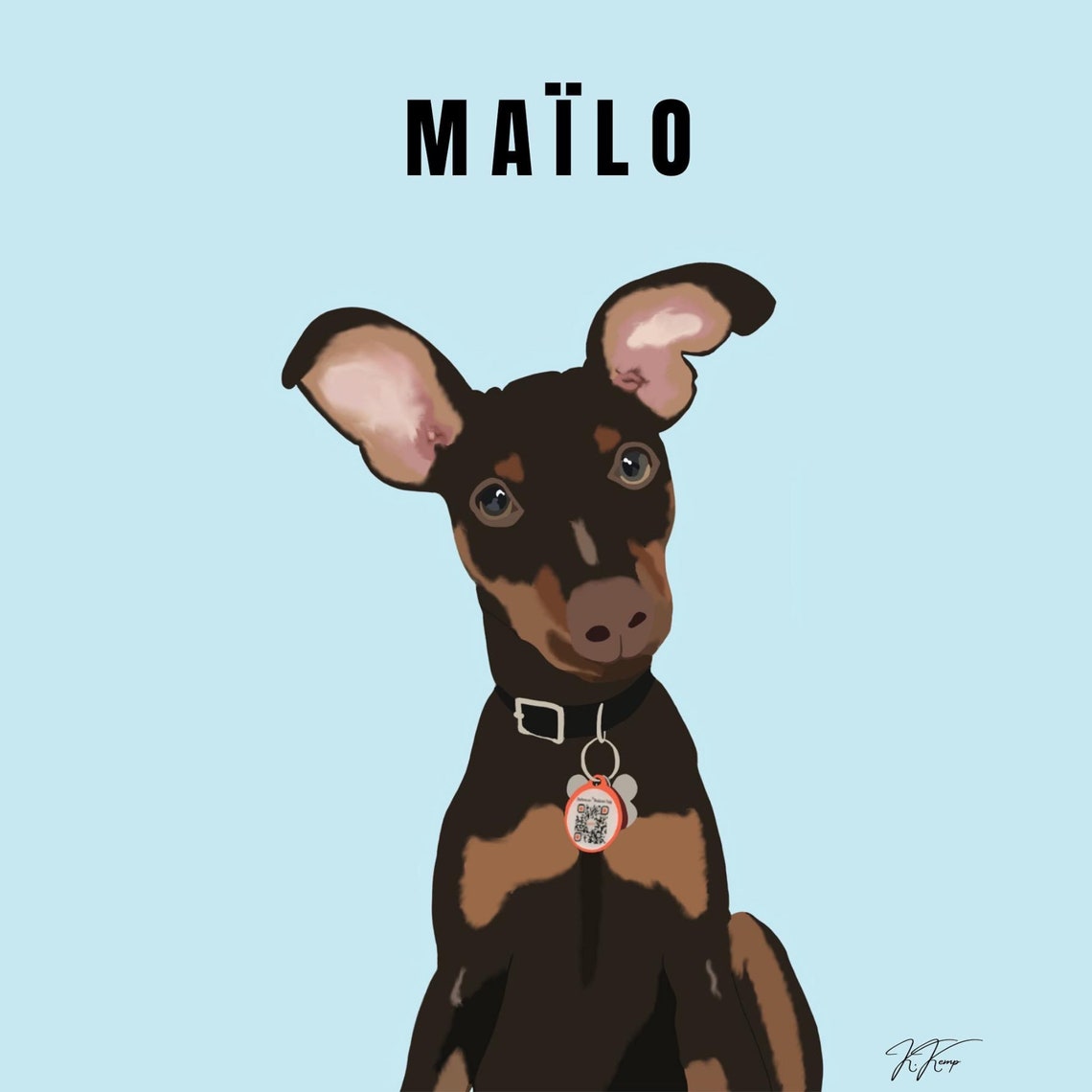 Custom Pet Portrait Illustration Cartoon Pet Portrait Dog Etsy