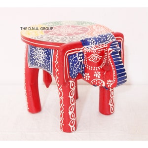 Handmade Wooden Elephant Stool: Carved Decorative Table