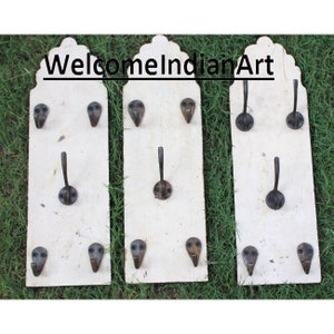 Wooden Key Hanger Unique Design Antique Carving Work Beautiful Wall Mount Hook Key Holder Old Handcrafted Decorative Art Set of 3 or 2