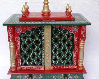 Wooden Temple Mandir Handcrafted Hindu Pooja Ghar Mandapam Etsy