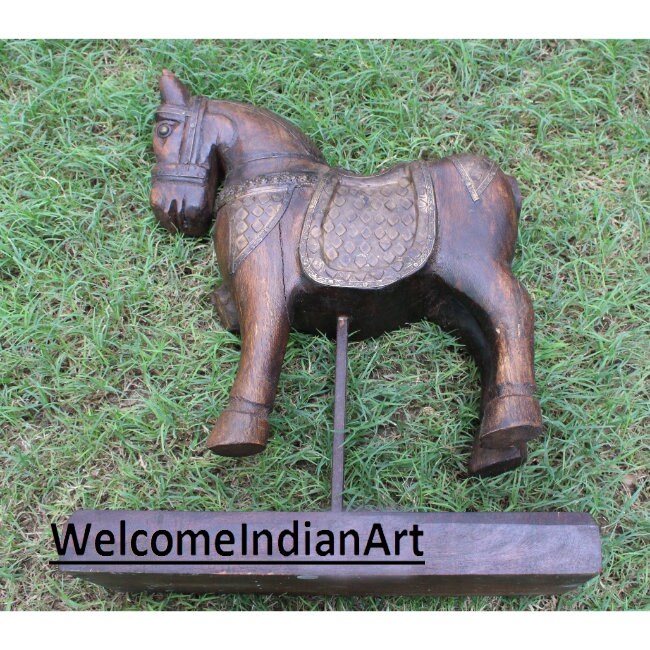 Wooden Horse Decor Handmade Handpainted Animal Statue Etsy