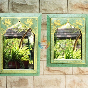 Wooden Mirror Hand Painted Frame/ Rustic Decorative Frame/ Farmhouse Wall Mirror/ Distressed Painted Sustainable Mirror 1 Set of 2 frames