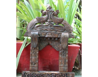 Marco de fotos Jharokha de madera tallada a mano: decoración de pared india antigua