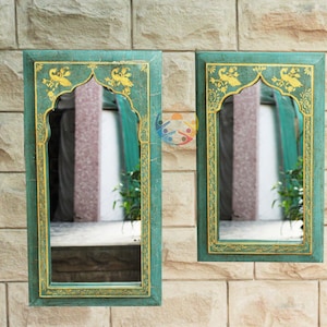 Handcrafted Wooden Wall Mirror Decorative Bath Handmade Mirror Rustic Farmhouse Hand Painted Mirror Decor New Arrival Home Farmhouse Decor