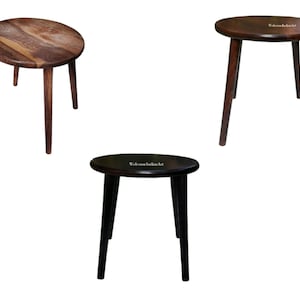 Solid Wood Round End Coffee Table Side Table Modern, Living Room Table, Accent Stool