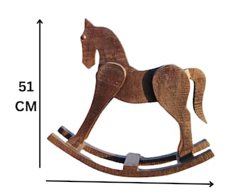 Caballito mecedor de madera hecho a mano: decoración rústica de granja.