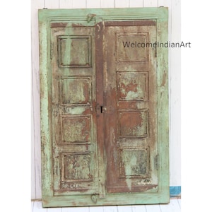 Old Antique Wooden Window, Decorative Farmhouse Shutter, Vintage Wall Hanging Window Frame, Primitive Shutter, Home Decor