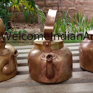 Vintage Brass Tea Kettle/ Vintage Indian Brass Tea Pot/ Aged Metal Tea Kettle/ Kitchen Home Farmhouse Decor/ Housewarming Gift