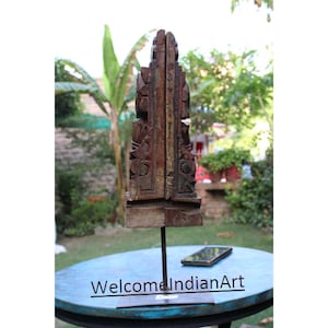 Antique Old Hand Carved Flower Side Table Decor Wooden Shelf Decor Art  Wooden Farmhouse Decor Indian Handicraft Antique collectible