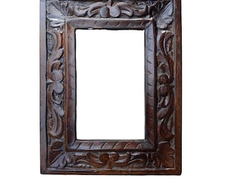 Hand Carved Floral Wooden Photo Frame, Vintage Style 8 x 10 inches