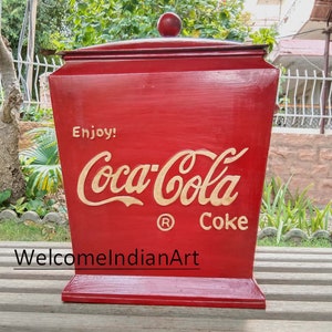 Alte Coca Cola Box aus Eisen / Drink Coca Cola Ice Cold Box / Retro Metallbox Vintage Coca Cola Dose