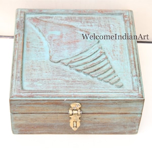 Alte Holzkiste Handgefertigte Schmuck Aufbewahrungsbox Handbedruckt Hochzeit Erinnerungsbox Indische Kunst n Handwerk