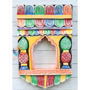 Wooden Photo Frame Photo Stand Picture Frames Handmade Hand Painted Ethnic Multicolored Jharokha 10x14 Inch Indian Wooden Handicraft Art