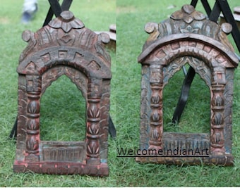 Indian Wooden Photo Frame Hand Made Carved Jharokha Unique Photo Frame Antique Wall Hanging Window Frame Hand Carved Photo Frame