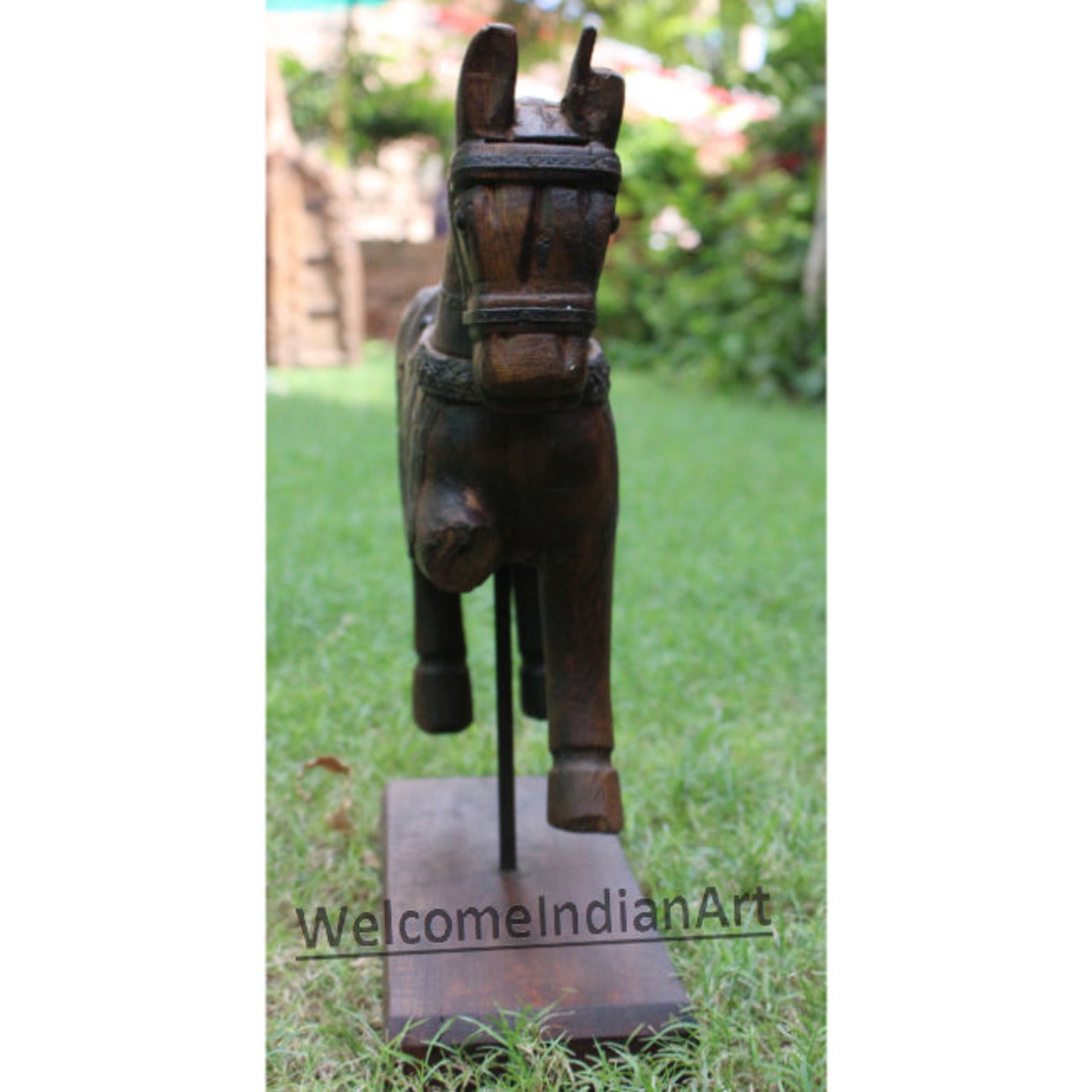 Wooden Horse Decor Handmade Handpainted Animal Statue Etsy