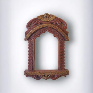 Handmade Rajasthani Jharokha Wood Frame: Hanging Wall Mirror image 6