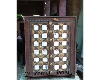 Wood Cupboard, Old Primitive Cabinet, Reclaimed Indian Style Pie Safe, Distressed Vintage Rustic Cabinet, Antique Collectibles Display Shelf