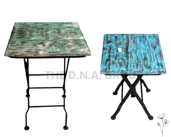 Indian Wooden Foldable Coffee Table Handmade Square Kitchen Tea