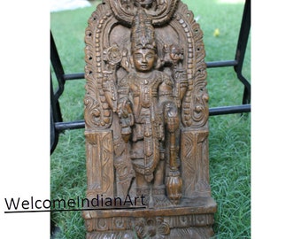古美術 時代木彫 ヒンドゥー教 ヴィシュヌ神 置物 細密細工 時代物