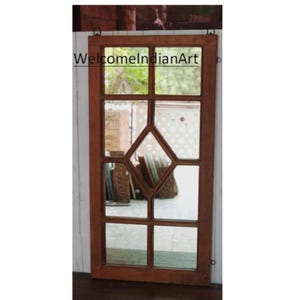 Handmade Wood Jharokha Mirror Frame: Antique Indian Wall Decor