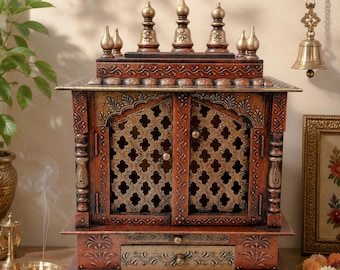 Handcrafted Wooden Temple for Home: Wall Mount Pooja Mandir
