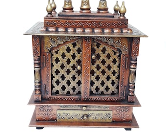 Handcrafted Wooden Temple for Home: Wall Mount Pooja Mandir