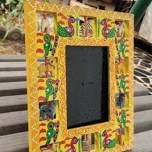 Wooden Handpainted Photo Frame With Stand Elegant Design Wooden Handicraft Console Table Decor Mothers day gift idea