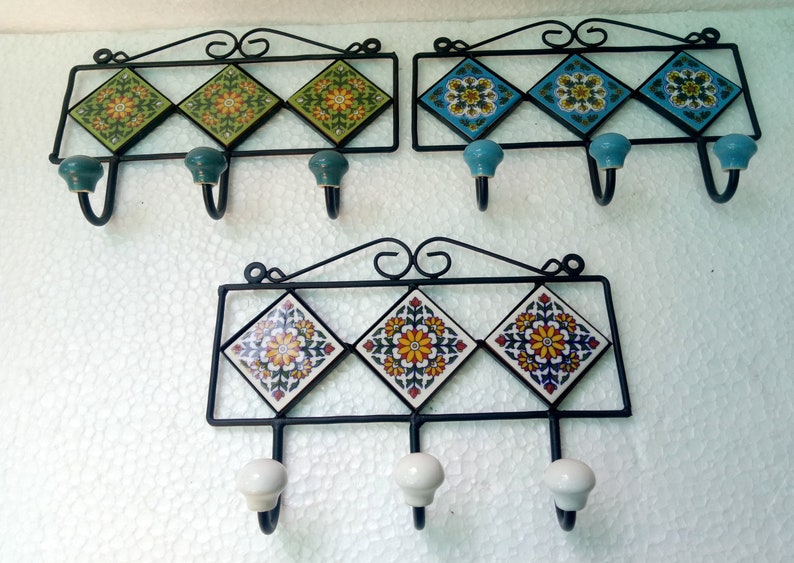 Iron & Ceramic Tile Hanger Hook for Cloth Hanging Multi Color Etsy