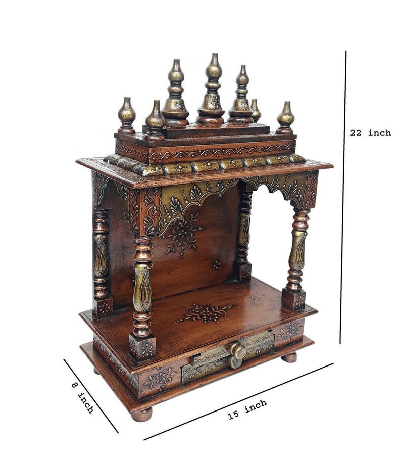 Wooden Temple Puja Mandir Handcrafted Hindu Pooja Ghar Mandap Etsy