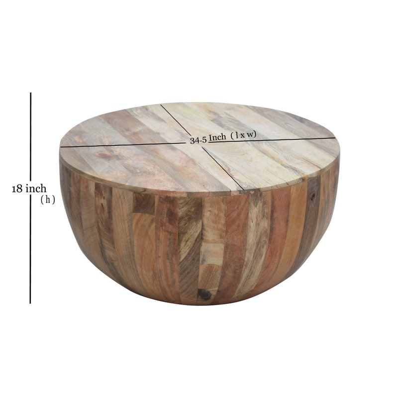 Wood Coffee Table/drum Coffee Table/round Handmade Coffee - Etsy
