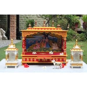 Wooden Temple Pooja Mandir Buy Big One Get Two Free Small Temple Religious Handmade Wall Mount Shrine Big Size Indian Temple For Home Office