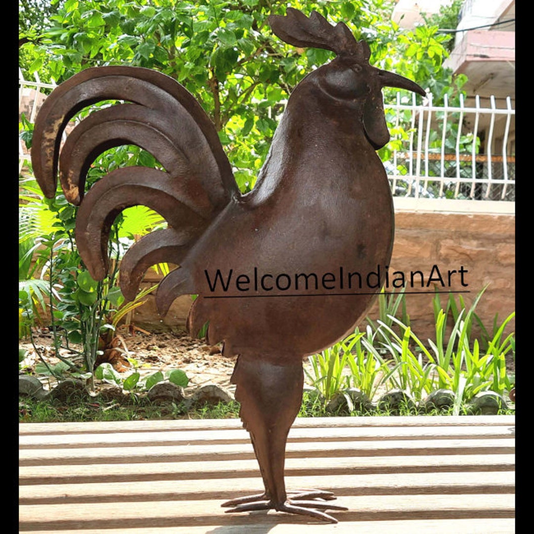 Gallo In Metallo Per Giardino - Decorazione Da Esterno Colorata, 30 Cm, Resistente Alle Intemperie - Foto 8