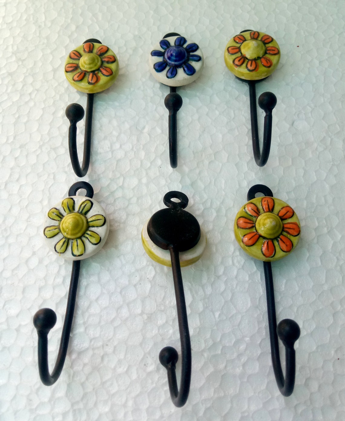 Round Flower Shape Iron Hanger Ceramic Tile Hanger Hook for Etsy