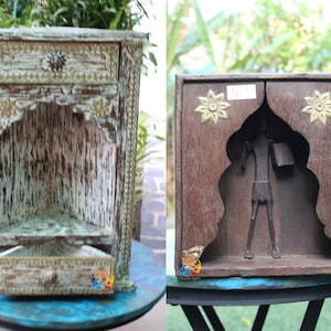 Wooden Temple Handcrafted Small Mandir Pooja Ghar Mandap For Worship Wood Wall  Decor Wooden Drawer Home Decor Art