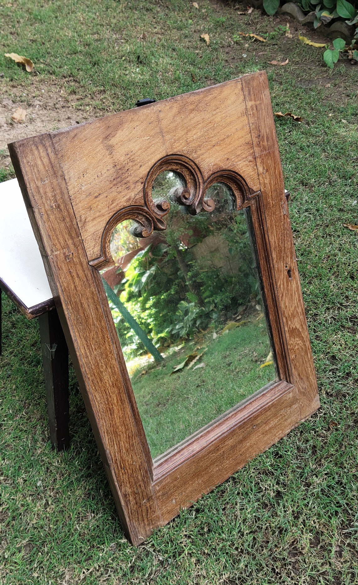 Antique Wooden Mirror Vintage Traditional Indian Hand Carved Etsy