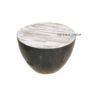 Handmade Mango Wood Drum Coffee Table: Indian Artisan Craft