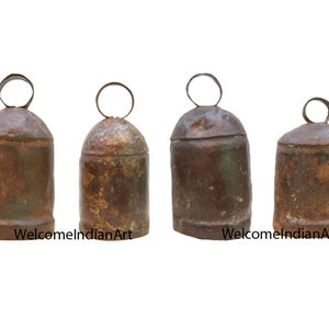 Rustic Iron Bells Antique Ringing Memorial Wind Chimes For Outdoors Farmhouse Metal Ornaments Cow Bells Set Of 2